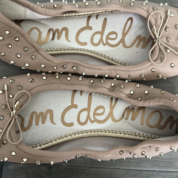 Sam Edelman Tan Fanley Leather Studded Ballet Flats - Picture 2 of 4